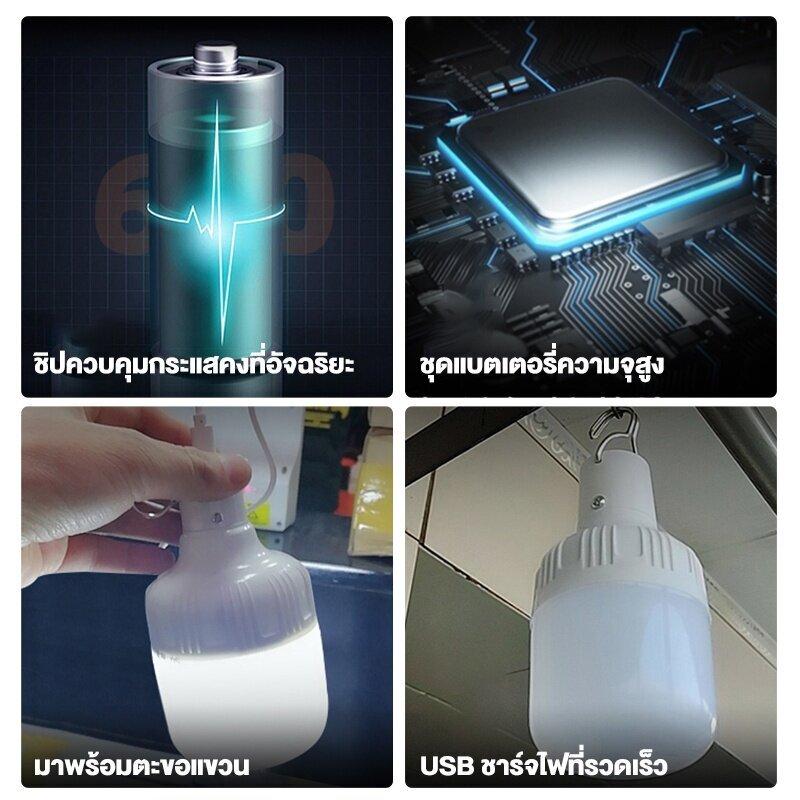 【1แถม1】ไฟโซล่าเซล ไฟโซล่า 2000W ไฟแคมป์ปิ้ง พร้อมรีโมท หลอดไฟแบบพกพา Solar Light Outdoor สว่างอัตโนมัติเมื่อฟ้ามืด กันน้ำ IP67 Camping สีขาว ไฟสปอต ใส่หลอดไฟได้ น้ำท่วมและไฟสปอตไลท์ 2