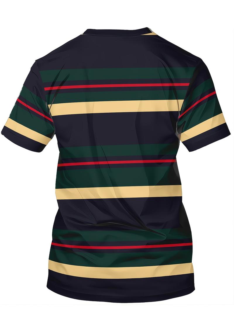 Product Introduction of Men'S T Shirts Simple Striped Printed Tees Casual Comfortable Crew Neck Kids Short Sleeved Tops 18
