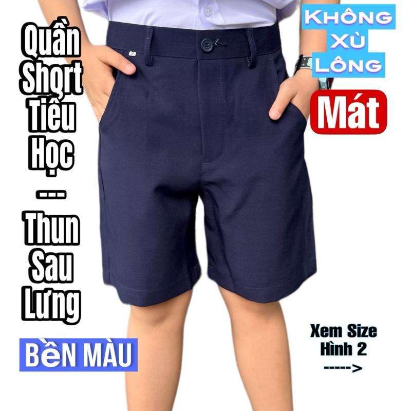 QUẦN SHORT TIỂU HỌC NAM THUN SAU LƯNG MÀU XANH ĐEN FORM ĐẸP BỀN MÀU MỀM MÁT HÚT MỒ HÔI CO GIÃN TỐT CHO BÉ