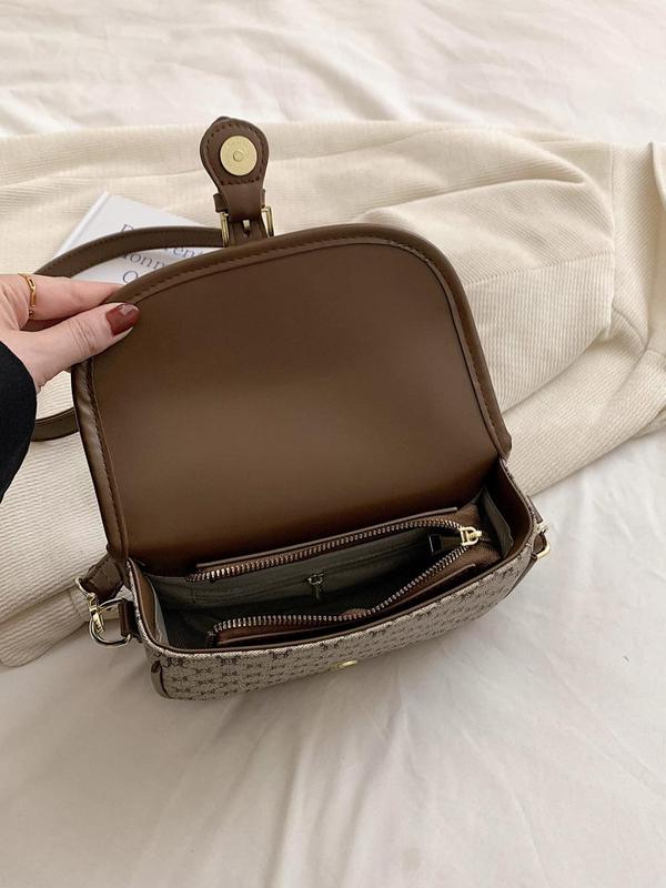 Women's Fashionable All Over Print Crossbody Bag, Casual PU Leather Shoulder Bag for Daily Used, Trendy Versatile High-quality Daily Commuting Bag 5