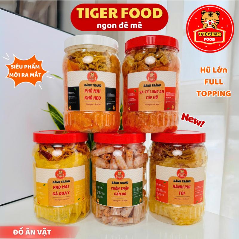 Bánh Tráng Trộn Mix Topping Hũ 300g Tiger Food - Bánh Tráng Sa Tế Long An Tóp Mỡ - Bánh Tráng Hành Phi - Phô Mai Gà Quay - Cuộn Thập Cẩm Bơ - Đồ Ăn Vặt Ngon  Thức Ăn Snack