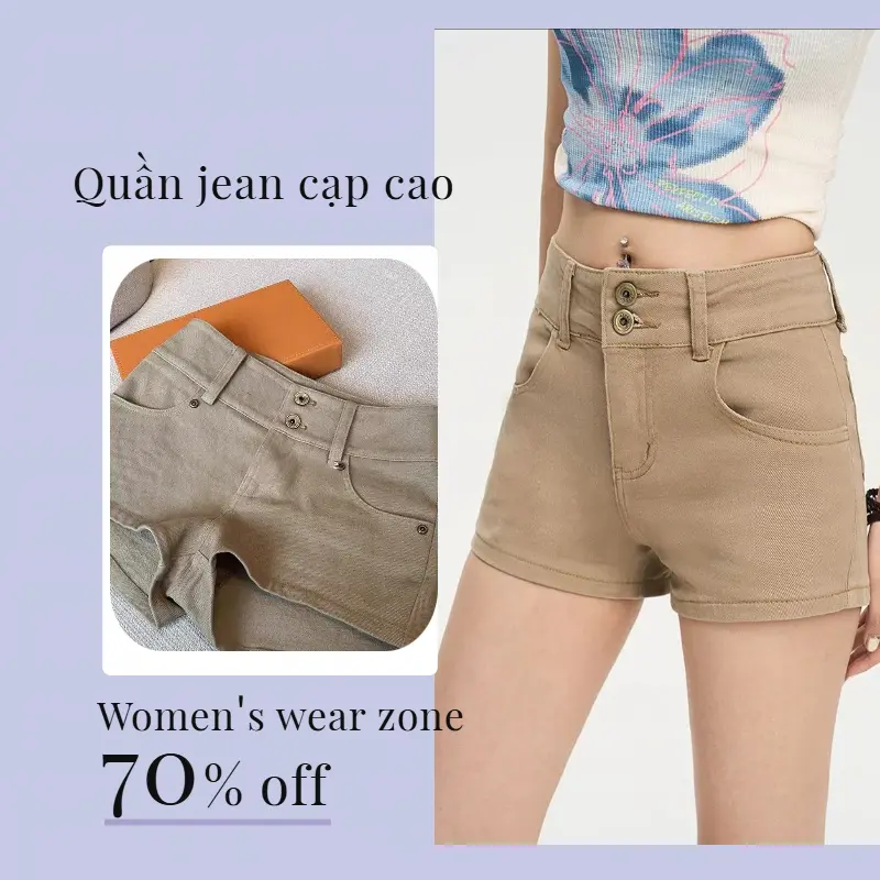 Quần Short Denim Bó Sát Cạp Cao, Màu Kaki, Dành Cho Nữ, Hàng Mới Về Mùa Hè, Ống Đứng, Ôm Sát, Phong Cách Lười Biếng, Dễ Thương Và Gợi Cảm, Quần Hot Hợp Xu hướng
