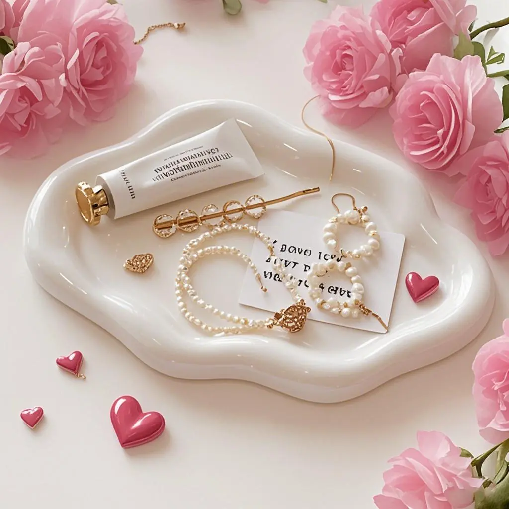 Unique Cloud Shaped Jewelry Dish Tray, 1 Count Ceramic Ring Storage Holder, Jewelry Storage Tray for Home Bedroom without Jewelry, Desk Accessories, Household Items, Jewelry Organizer