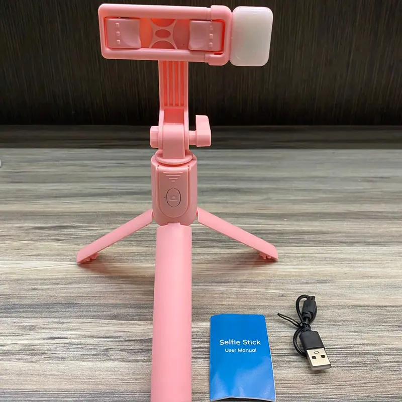 TRIPOD R1S + LED MINI SELFIE STICK + TOMSIS BLUETOOTH Lampu Remote Stainless Holder 4