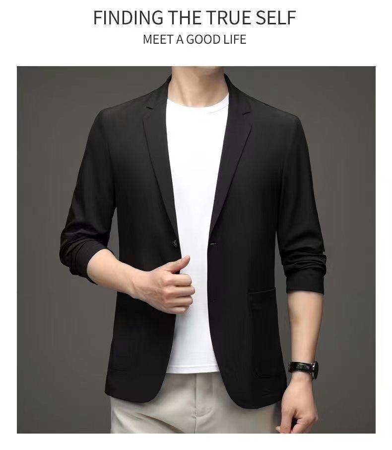 Product Introduction of Men's Ice Silk Lightweight Leisure Suit Ultra-Thin Breathable Sunscreen Top Non-Ironing Single Western Suit Jacket 13