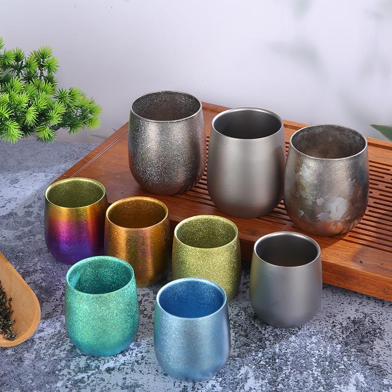 Product Introduction of New Titanium Bottle Double Layer Egg Shell Cup Big Belly Egg Cup Household Heat Insulation Light Luxury Beer Steins U-Cup Bra Pure Titanium Water Cup Tumbler Mug Reusable 1