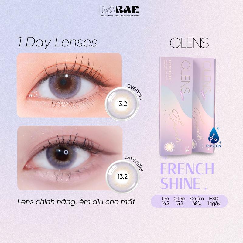 Lens 1 ngày French Shine Lavender chính hãng OLENS - Dia 14.2mm - Độ cận 0-8