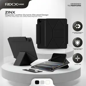 RIXXCase ZINX Magnetic Leather Dynamic Elevated Design Ultra Thin Case with Detachable Magnetic Clasp Soft Case Compatible for iPad Mini 6 / iPad Gen 10 10.9" / iPad Air 5 10.9" / iPad Air 6 11" / iPad Pro 11" 2021 / iPad Pro 11" 2024