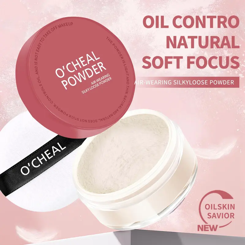 Long-lasting Oil Control Powder, 1 Box Matte Finish Makeup Setting Powder, Face Makeup Accessories for Women & Girls, Cosmetic 2