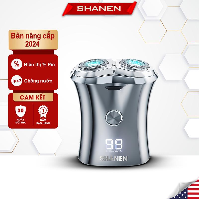 Máy cạo râu mini 2 lưỡi kép SHANEN 218, Công suất 8W Hiển thị % Pin, Bảo hành 12 tháng