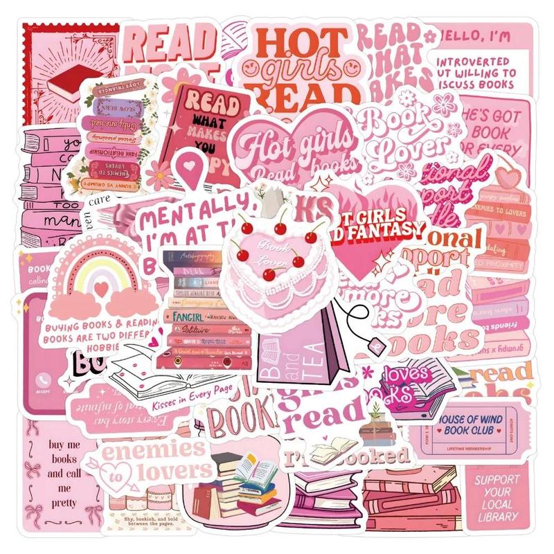 Cartoon Reading Book Pattern Car Sticker, Waterproof Self Adhesive Decor Paper, Car Decor Sticker for Gift Greeting Card Water Bottle Laptop Phone 0