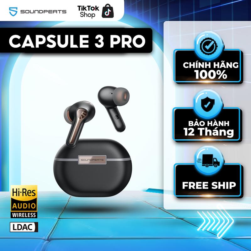 Tai nghe True Wireless SoundPEATS Capsule 3 Pro | ANC 43dB | 6Mic Clear Call | Bluetooth 5.3 - Bảo hành chính hãng 12 tháng 1 đổi 1