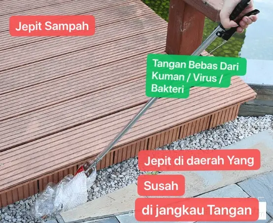 PCK-02 Penjepit Pick Up Tool Tongkat Kait Barang Grab Stick Stainless Alat Tongkat Jepitan Barang Mungut ambil Bersih Sampah Lebih Panjang 92cm