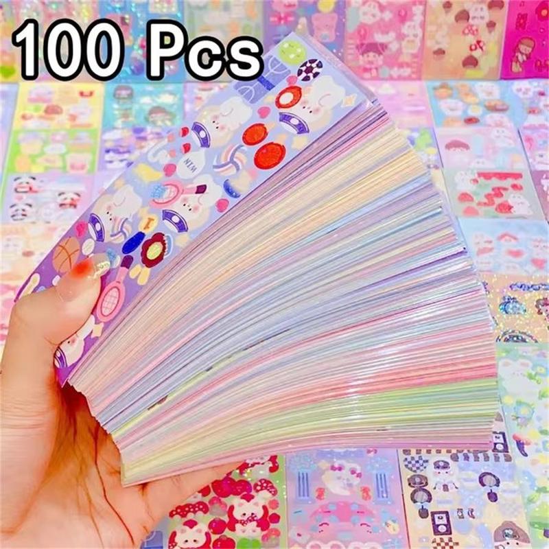 Product Introduction of Random Color Cute Cartoon Sticker (100pcs/set), Waterproof Self Adhesive Decor Paper, Decor Sticker for Gift Greeting Card Water Bottle Laptop Phone, Christmas Gift 8
