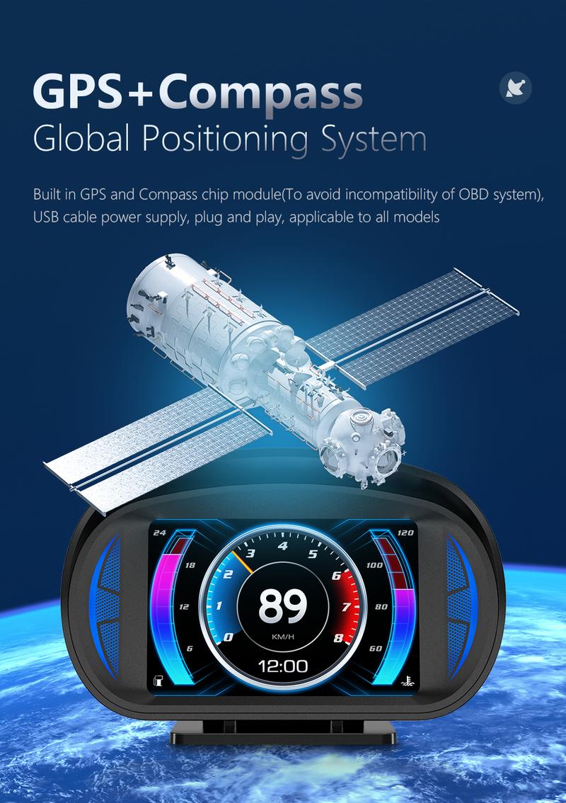 Product Introduction of Majesun P2 Car Digital Speedometer OBD2 GPS HUD Gauge Auto Display Alarm Water Oil Temperature Turbine Pressure on-board Computer 17