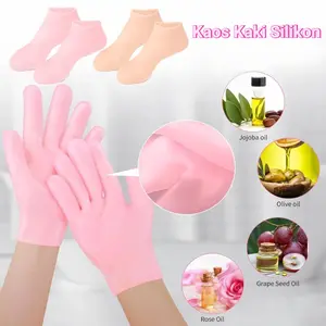 Kaos Kaki Silikon Sarung Tangan Latex SPA Silicone Foot Care Socks Anti Cracking moisturizing Gel Sock Anti Kaki Pecah Pecah
