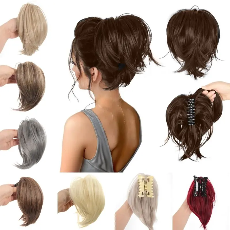 Scrunchie Tóc Đuôi Ngựa Thẳng Lộn Xộn, Phụ Kiện Tóc, Kẹp Tóc Càng Cua Updo, Búi Tóc, Bồng Bềnh Và Tự Nhiên, Mảnh Tóc Giả, Dành Cho Nữ 1