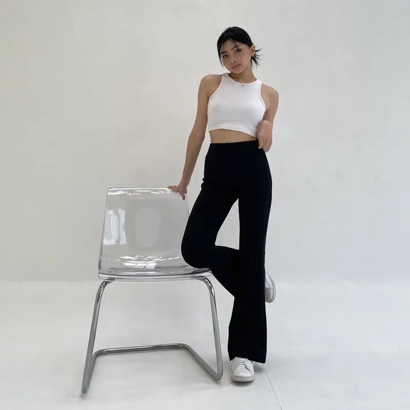 Flare Pants - Highwaist Flare Pants - Highwaist Kulot Cutbray Celana Panjang Scuba Karet Fit Kaki Wanita Basic Melar Casual
