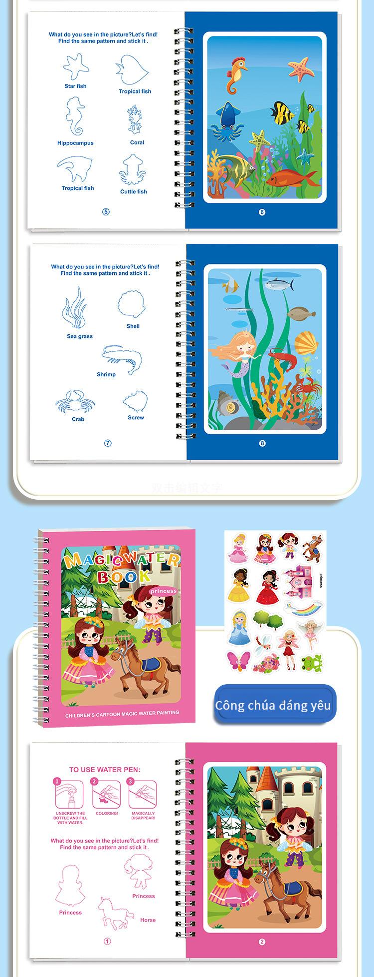 Product Introduction of Sách Vẽ Nước Cho Trẻ Em, Sách Vẽ Tranh Graffiti Nước Sạch, Sách Ảnh Nhãn Dán, Đồ Chơi Giáo Dục Cho Bé, Sách Vẽ Nước, Tiếng Anh 24