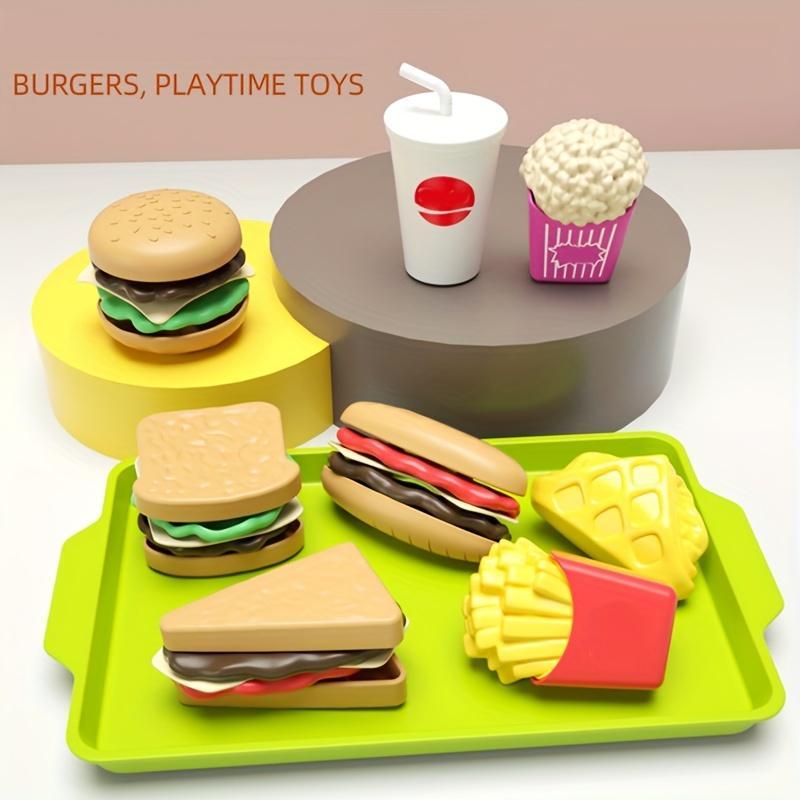 Simulated Plastic Fast Food Burgers Fries Toy for Kids, 1 Box Pretend Play Food Model Toys Kits for 4-12 Years Old Boys and Girls, Kids Stocking Filler 3