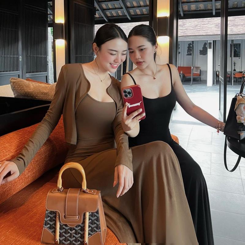 TM Váy Body Zip 2S Dày Dặn Cổ Tròn Dáng Xoè Dài Kèm Áo Khoác Ngoài Dài Tay Dành Cho Nữ By Trang Mun E25