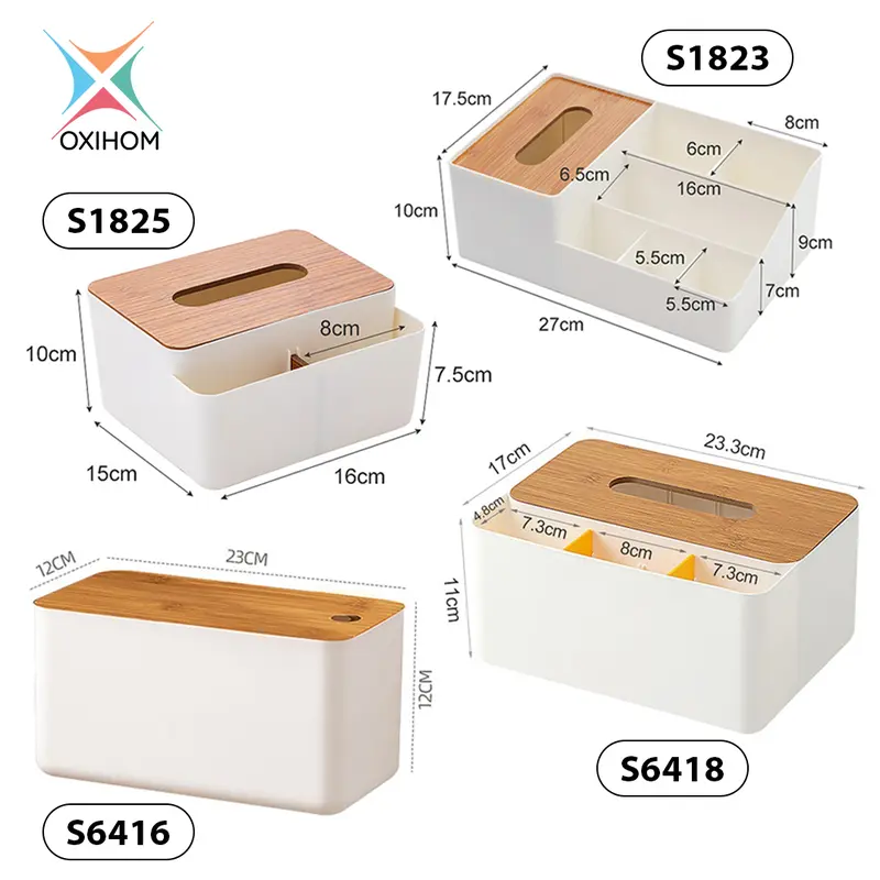 Oxihom Tempat Tisu Rak Kosmetik Rak Make Up Stationary Rak Dapur Kotak Tissue Kayu Plastik Penyimpanan 1