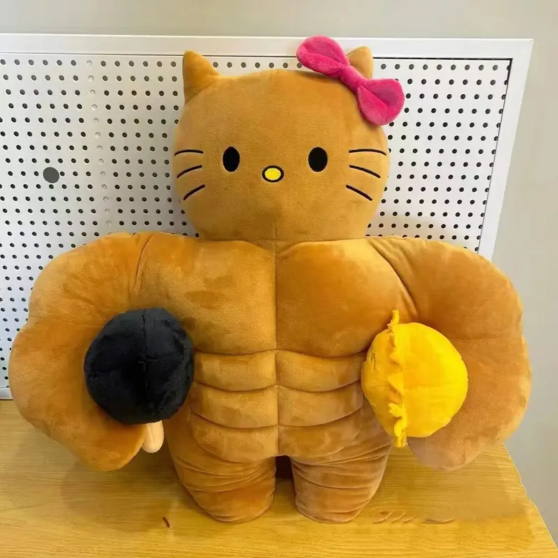 Cơ bắp vui nhộn Búp bê Hello Hellokitty Da đen Búp bê Hello Kitty Búp bê Hello Kitty Gối cho bé gái đang ngủ 3