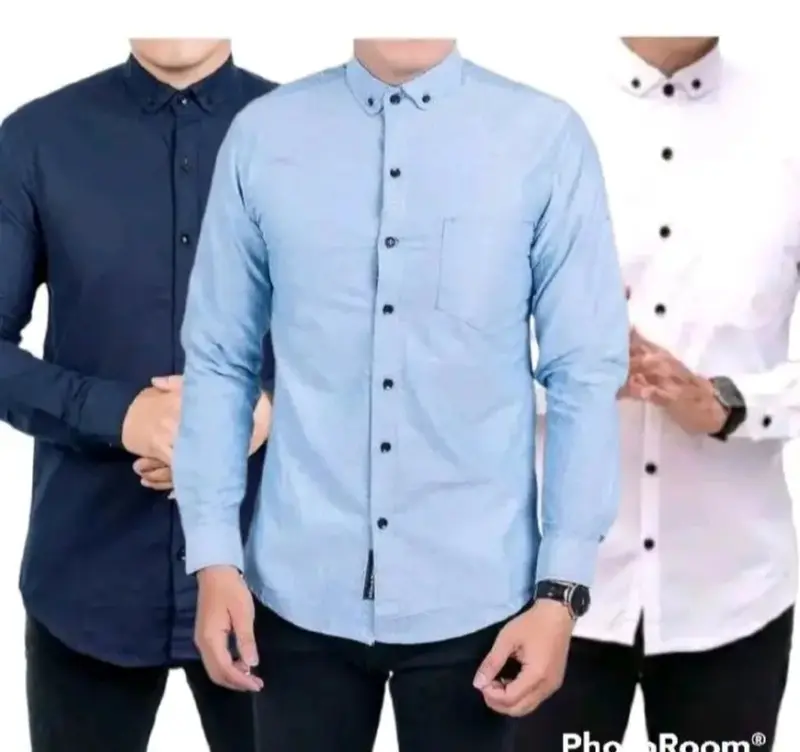 PROMO!!! COD Paket 3PCS Kemeja Polos Lengan Panjang Pria Baju Slim Fit 2
