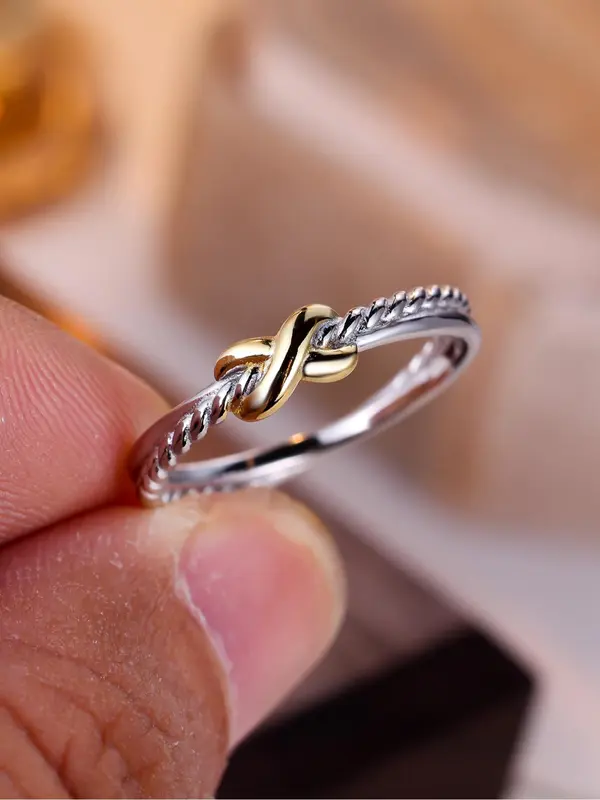 S925 Sterling Silver Fashion Cross Design Ring, Fashion Jewelry for Party, Daily Decor, Trendy All-match & Exquisite Jewelry for Birthday Gift 2