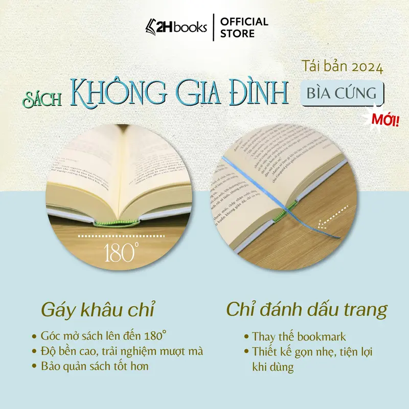 Sách Không gia đình bìa cứng tái bản 2024, tiểu thuyết văn học kinh điển của Hector Malot , 2HBooks x Góc Bình yên 2