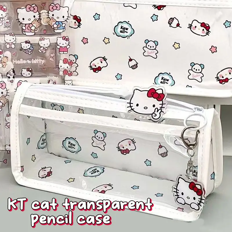 Hộp Đựng Bút Chì Hello Kitty, Kawaii Và Trong Suốt, Sanrio Pochacco, Túi Đựng Bút, Dung Tích Lớn, Túi Đựng Mỹ Phẩm Chuột Lang Nước, Túi Sắp Xếp Văn Phòng Phẩm