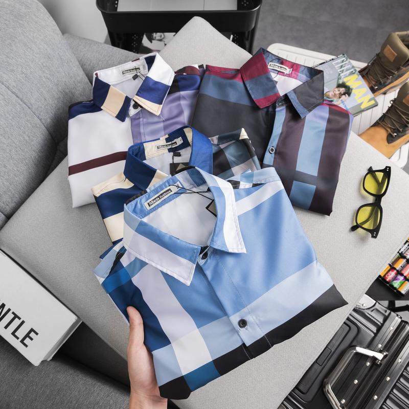  Áo Sơ Mi Nam Cao Cấp Áo Sơ Mi Nam Dài Tay Caro Chất Lụa Chống Nhăn 