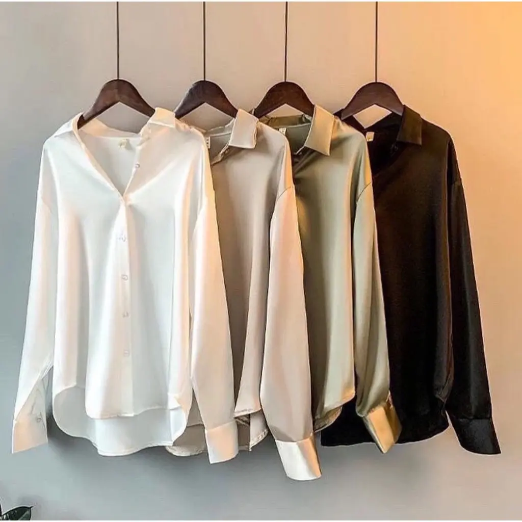 AYUNDA TOP - BAJU ATASAN KEMEJA WANITA LENGAN PANJANG WARNA PUTIH CASUAL POLOS JUMBO FORMAL IMPORT