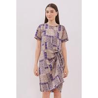 Gambar MINIMAL - Malika - Dress Serut Wanita Motif Tenun Bunga - Navy - S, Navy dari Minimal Kab. Pemalang 1 Tokopedia