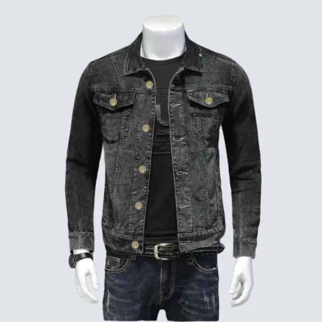 Áo khoác jean nam nữ màu xám DD form  hàng shop size M-L-XL từ 40-75kg BB Jeans Menswear Có Túi Có Cổ Jacket