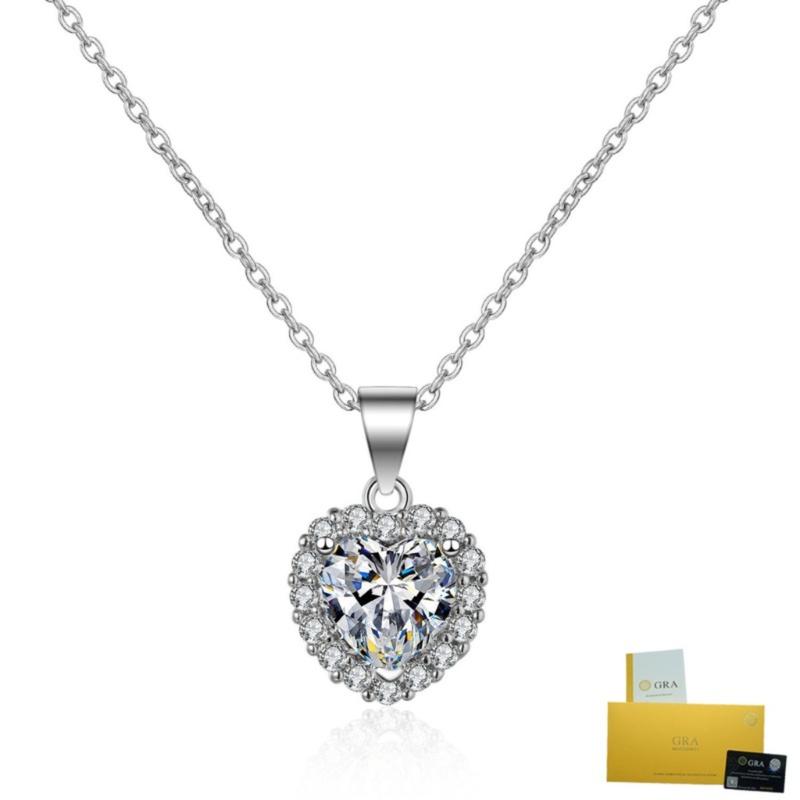 Product Introduction of (with Gra Certificate) Fashion Heart Pendant Elegant Moissanite White Necklace Fine Jewelry 16