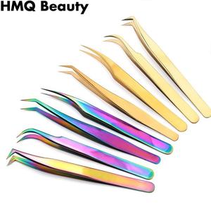 แหนบขนตา มืออาชีพ สแตนเลส ตกแต่งสีรุ้ง แหนบป้องกันไฟฟ้าสถิตย์ สำหรับต่อขนตาและแต่งหน้า 1 ชิ้น