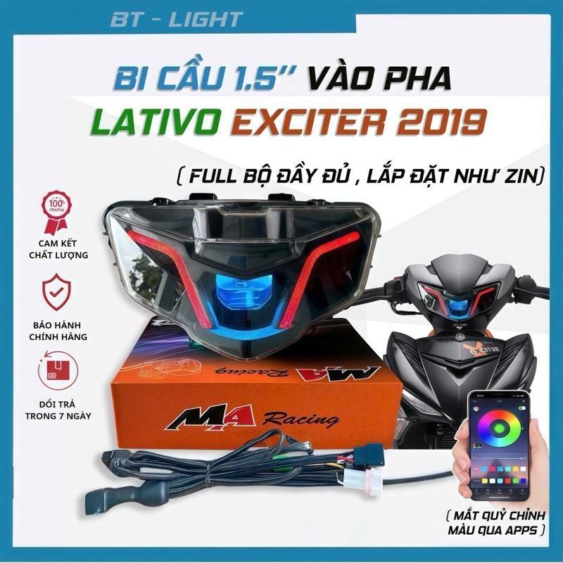 Đèn Bi cầu Led 1.5 lên sẵn pha Lativo Exciter 150 2019 Đèn Pha Led Kem vuông 1 5 bicau bicauex - MA racing 1.5