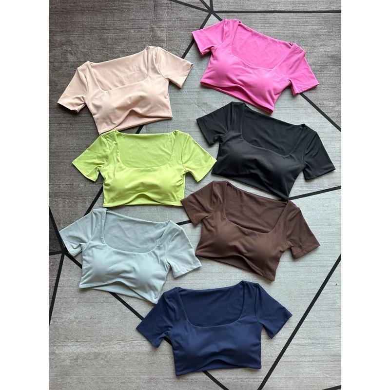 Áo croptop cạp thun thể thao A14 - thích hợp tập gym, aerobic, pilates 6