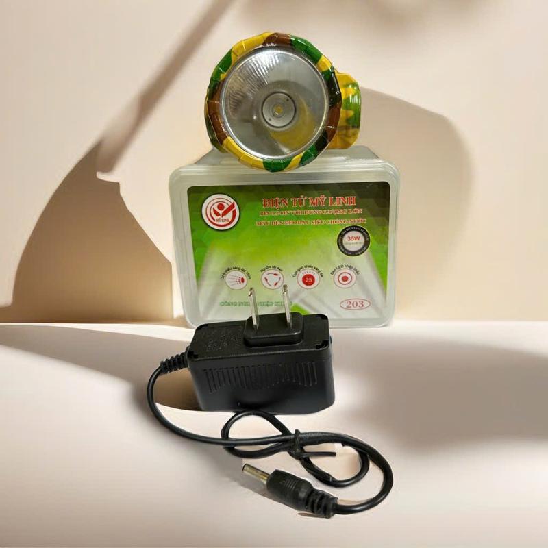 Đèn Pin đội đầu siêu sáng màu rằn ri, ánh sáng vàng, chống thấm nước, nhỏ gọn, kèm sạc và dây đeo đầu 3