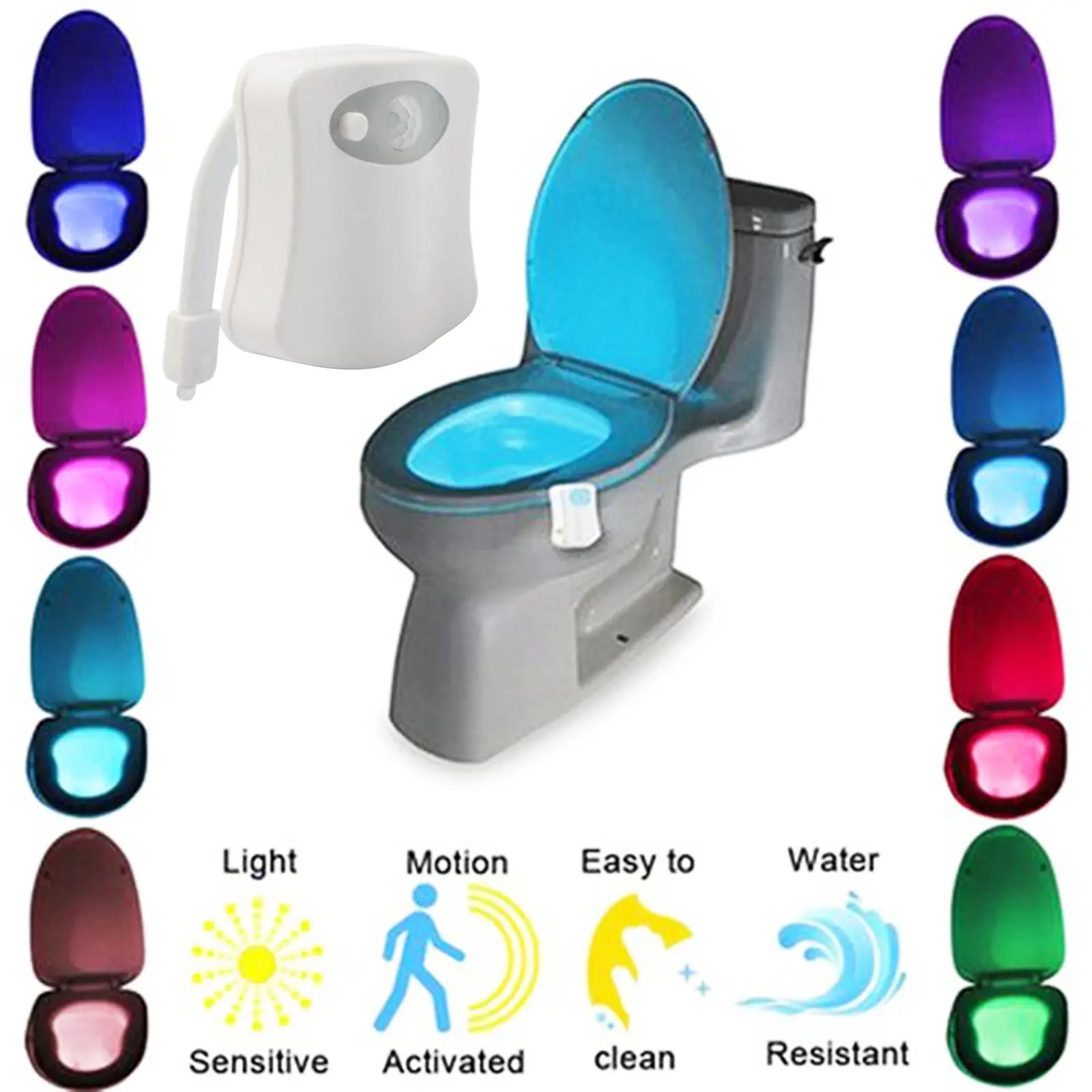Ghostun-Toilet Bowl Light Energy Effective Motion Sensor 8 Colors LED Night Light Bathroom Decor