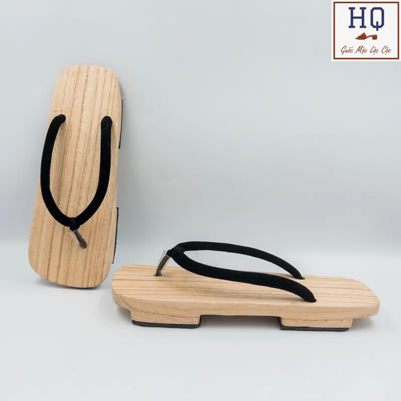 Guốc gỗ mũi vuông Nhật Bản nữ, dép kẹp gỗ xỏ ngón Geta Việt (phiên bản thấp dành cho nữ), guốc mộc quai kẹp, phụ kiện anime cosplay kimono, yukata 0