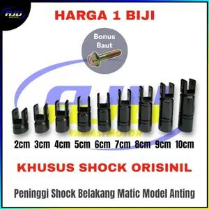 Peninggi Shock Skok Shok Belakang Matic Metik Beat FI Street Vario Scoopy Mio all matic Panjang 2cm 3cm 4cm 5cm 6cm 7cm 8cm 9cm 10cm Warna Hitam Coating Asli Besi