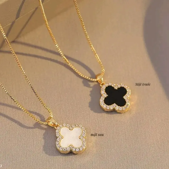 Dây chuyền nữ cỏ 4 lá 2 mặt đen trắng AL jewelry Women Voi Chain