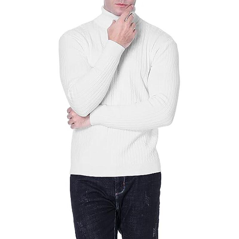 Product Introduction of Men's Turtleneck Sweater Casual Men's Knitted Sweater Warm Fitness Men Pullovers Tops Knitwear Menswear polo  shirts Collar Geometric 16