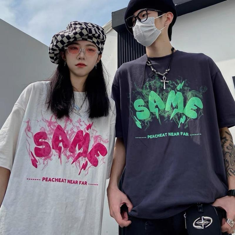 Áo Thun IN CHỮ NỔI SAME Nam Nữ Form Rộng Thời Trang, Áo Phông Menswear Top Cổ Tròn