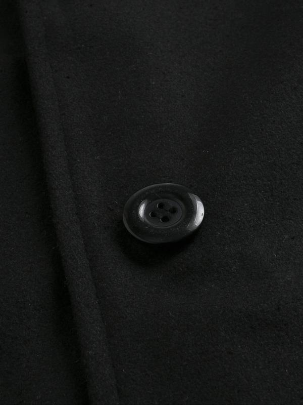 Men's Regular Fit Solid Lapel Collar Single Breasted Woolen Coat Without Sweater, Casual Long Sleeve Button Front Outerwear For Fall & Winter, Men's Clothes For Daily Wear 5