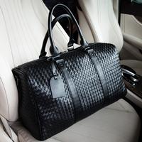 Gambar [TAS MUDIK] Leather Concept HITMAN Tas Travel Bag Pria Bahan Kulit anyaman hitam mudik - Hitam dari Leather Concept Kota Tangerang 4 Tokopedia