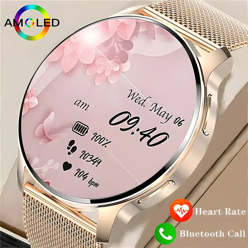 Jam tangan pintar sukan untuk wanita, kalis air, dengan Bluetooth, panggilan, tekanan darah, oksigen darah, sesuai untuk Android dan ios, baharu 2024