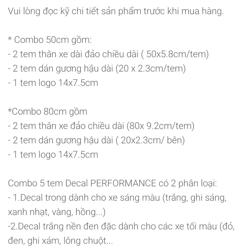 Bộ Combo 5 tem performance dán cánh cửa xe và gương chiếu hậu ô tô... decal ô tô ngoài trời, kháng nước, không ố vàng Nhãn Dán 8